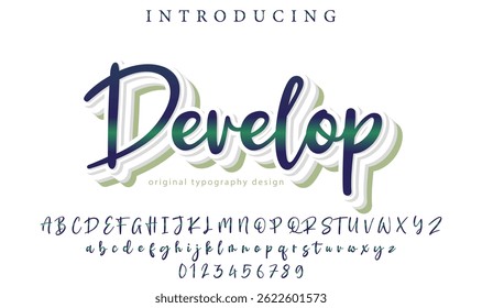 Develop Font Stylish brush painted an uppercase vector letters, alphabet, typeface
