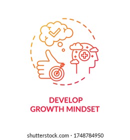 Develop growth mindset concept icon. Personal development, self improvement idea thin line illustration. Attitude change, positive thinking. Vector isolated outline RGB color drawing