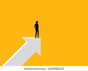 Develop leadership, Businessman stands on the head of the growth arrow