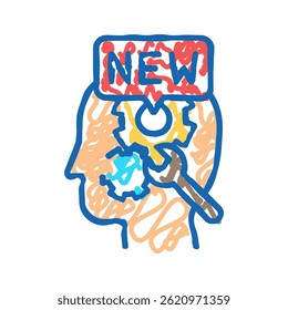 desenvolver novas habilidades ícone de doodle de negócios esboço vetor. desenvolver novas habilidades símbolo de negócios. ilustração de símbolo isolado