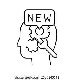 desarrollar nuevas habilidades para el vector de iconos de línea de negocio. desarrollar un nuevo signo comercial de habilidades. símbolo de contorno aislado ilustración negra