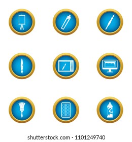 Develop a picture icons set. Flat set of 9 develop a picture vector icons for web isolated on white background