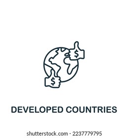 Icono de los países desarrollados. Monocromo simple icono de Global Business para plantillas, diseño web e infografías