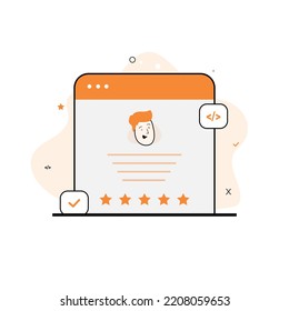 Ilustración plana del perfil de 5 estrellas del desarrollador
