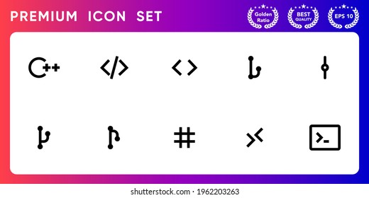 Developer coding modern line icon vector set.