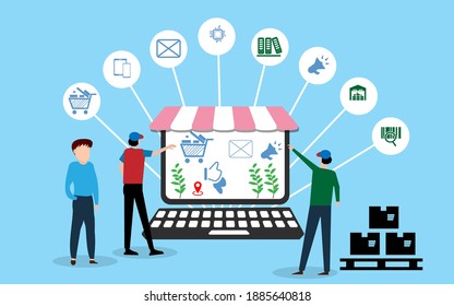 developer and designer team create online shop concept