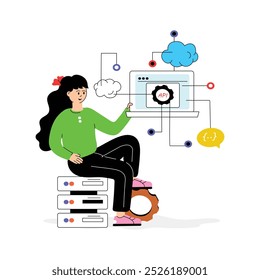 Desenvolvedor projetando uma api, pronto para usar ilustração plana