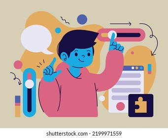 developer guy working, vector design