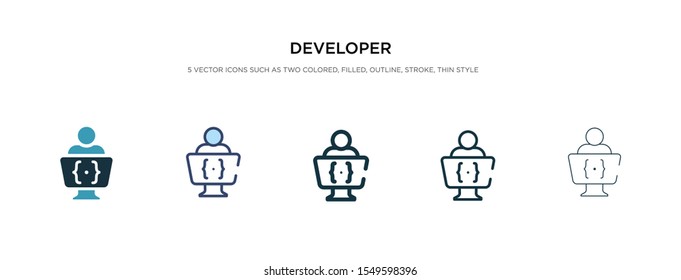 developer icon in different style vector illustration. two colored and black developer vector icons designed in filled, outline, line and stroke style can be used for web, mobile, ui