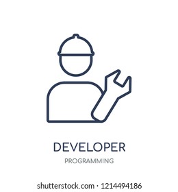 Developer icon. Developer linear symbol design from Programming collection. Simple outline element vector illustration on white background.