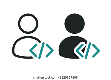 Developer icon. Person coding. Illustration vector