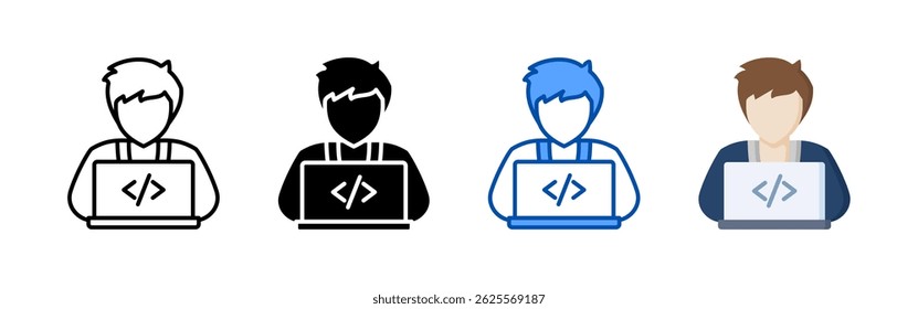 Conjunto de conjuntos de ícones do desenvolvedor. Coleção de ícones de estilo múltiplo perfeita para sites, aplicativos e apresentações. Coleção de ícones de vetor simples