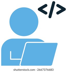 Vetor de ícone de desenvolvedor para engenharia de software, programação e desenvolvimento da Web. Excelente para ilustrar codificação, profissionais de TI e tecnologia digital.