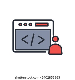 developer icon. vector.Editable stroke.linear style sign for use web design,logo.Symbol illustration.