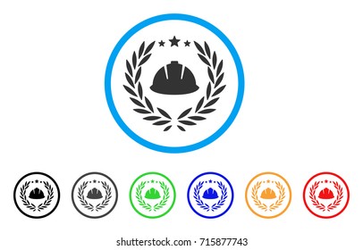 Developer Laureal Wreath icon. Vector illustration style is a flat iconic developer laureal wreath gray rounded symbol inside light blue circle with black, gray, green, blue, red,