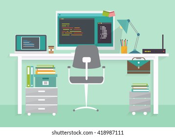 developer and programmer workspace