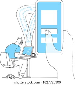 A developer programming mobile application