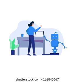 The developer resets, designs, discusses and makes Android applications vector illustration, suitable for landing page, ui, website, mobile app, editorial, poster, flyer, article, and banner