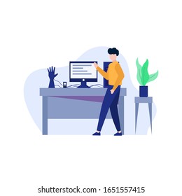 El desarrollador restablece, diseña, discute y hace ilustraciones vectoriales de aplicaciones Android, adecuadas para página de inicio, ui, sitio web, aplicación móvil, editorial, afiche, volante, artículo y banner