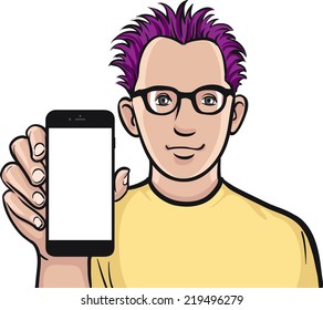 developer showing a mobile app on a smart phone