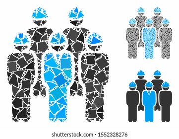 Developer staff composition of joggly parts in different sizes and shades, based on developer staff icon. Vector joggly pieces are united into composition.