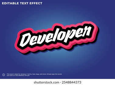 Developer Sticker Editable Text Effect Illustration Vector Print