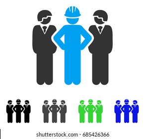 Developer Team flat vector icon. Colored developer team gray, black, blue, green pictogram versions. Flat icon style for application design.