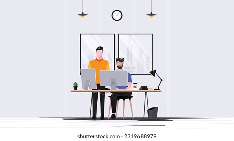 Developer team working on the desk in office