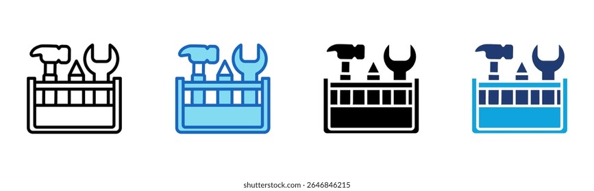 Ícone de Ferramentas para Desenvolvedores Ilustração de vetor de vários estilos