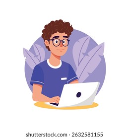 Developer using Laptop Vector Illustration.  EPS 10 File