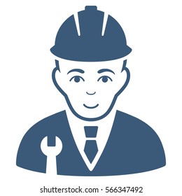 Developer vector icon. Flat blue symbol. Pictogram is isolated on a white background. Designed for web and software interfaces.