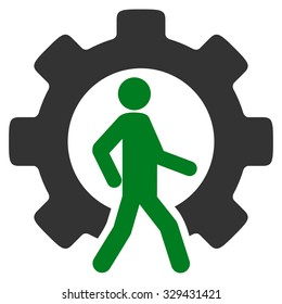Developer vector icon. Style is bicolor flat symbol, green and gray colors, rounded angles, white background.