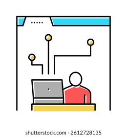 developer working and codding program color icon vector. developer working and codding program sign. isolated symbol illustration