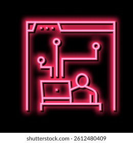developer working and codding program neon light sign vector. developer working and codding program illustration