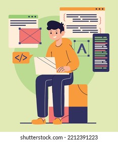 developer working with laptop, design