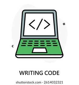 Developer Writing Code on Screen vector Icon design