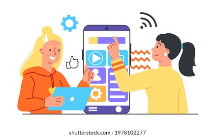 Developers Building Mobile Apps Working Together Stock Vector (Royalty ...