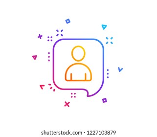Developers chat line icon. Business management sign. Speech bubble symbol. Gradient line button. Developers chat icon design. Colorful geometric shapes. Vector