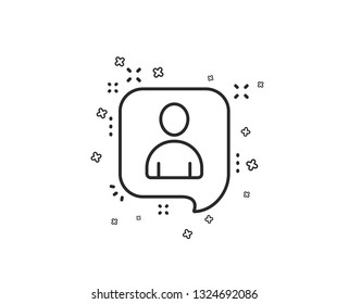 Developers chat line icon. Business management sign. Speech bubble symbol. Geometric shapes. Random cross elements. Linear Developers chat icon design. Vector