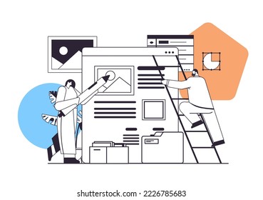 developers couple creating website ui interface web application development program software optimization