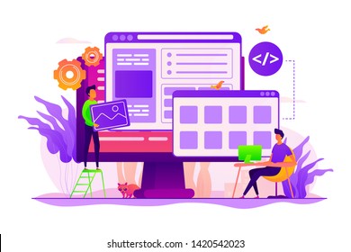 Developers create internet app. Software engineering, computer technology. Website development, web application coding, design for web browsers concept. Vector isolated concept creative illustration - Powered by Shutterstock - Get 15% off with code: PIKWIZARD15