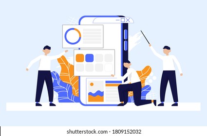 Developers Team Creating Programming Interface Application Stock Vector ...