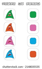 Developing activity for children -  match the  monsters by  color. Logic game for children.
