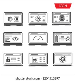 Developing, App Browser and Coding icon vector isolated on white background.