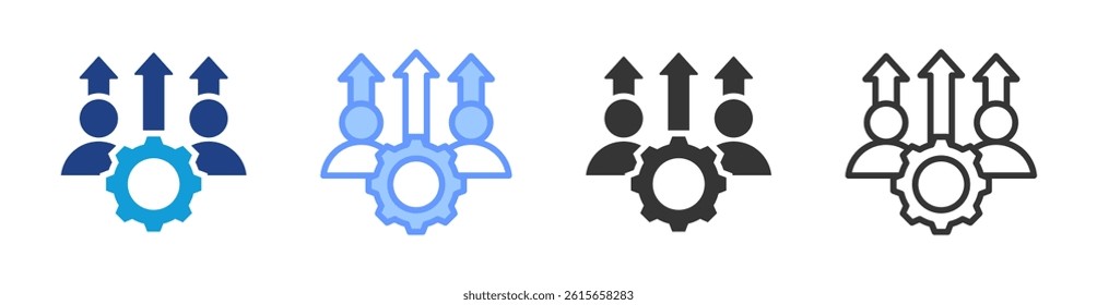 Developing Employees icon set multiple style collection