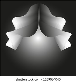 Developing fabric, window shades, hair on a grey background. Vectorial illustration