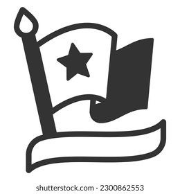 Developing flag and ribbon  - icon, illustration on white background, glyph style