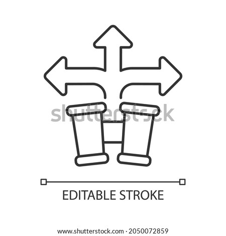 Developing foresight linear icon. Strategic planning and forecasting. Predict possible scenarios. Thin line customizable illustration. Contour symbol. Vector isolated outline drawing. Editable stroke