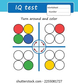 Desarrollar un juego de rompecabezas lógico para los niños. Da la vuelta y pinta. Tarea de atención. iq de prueba de práctica