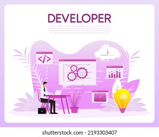 Developing people in flat style. Vector illustration